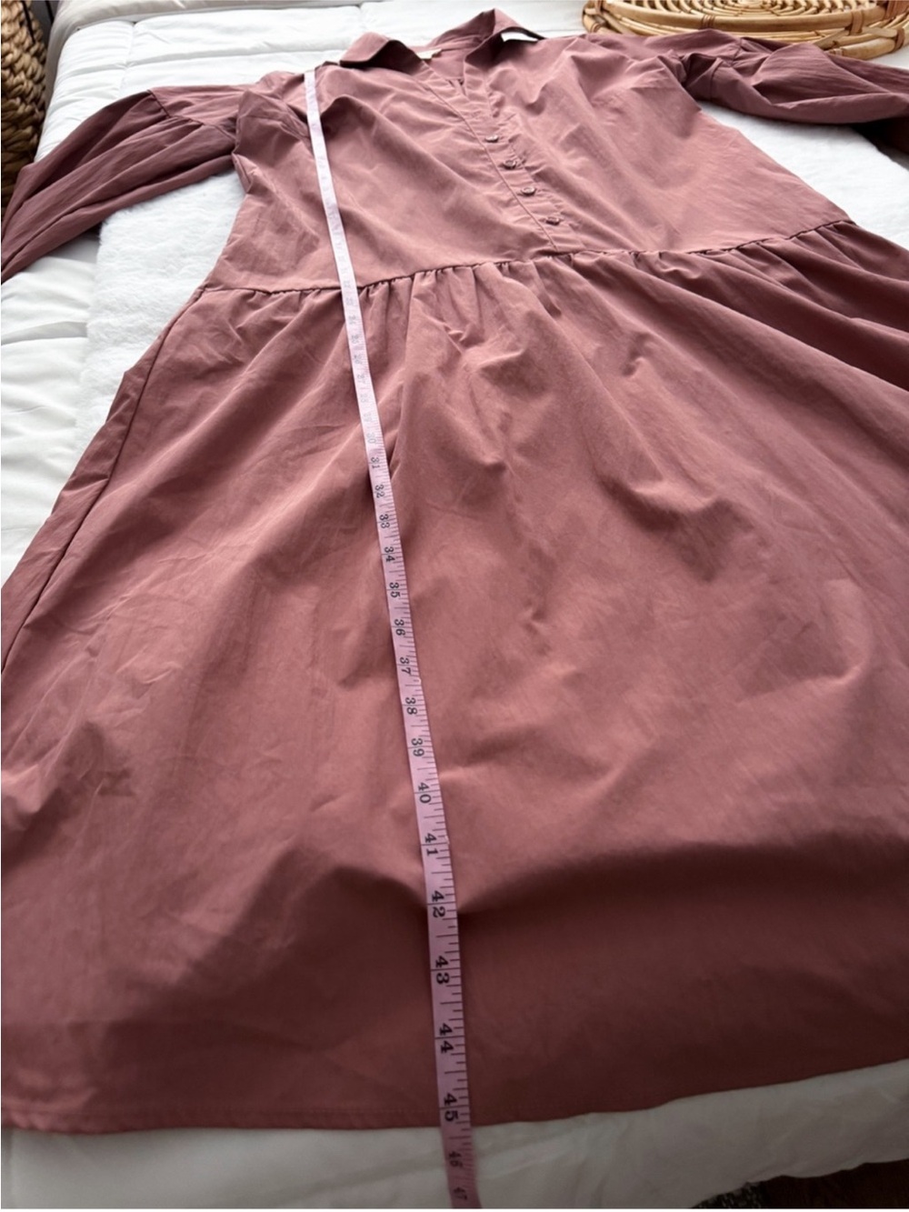 Anthropologie Maeve Taffeta Dress Button Front Rose Pink Midi - Picture 11 of 13